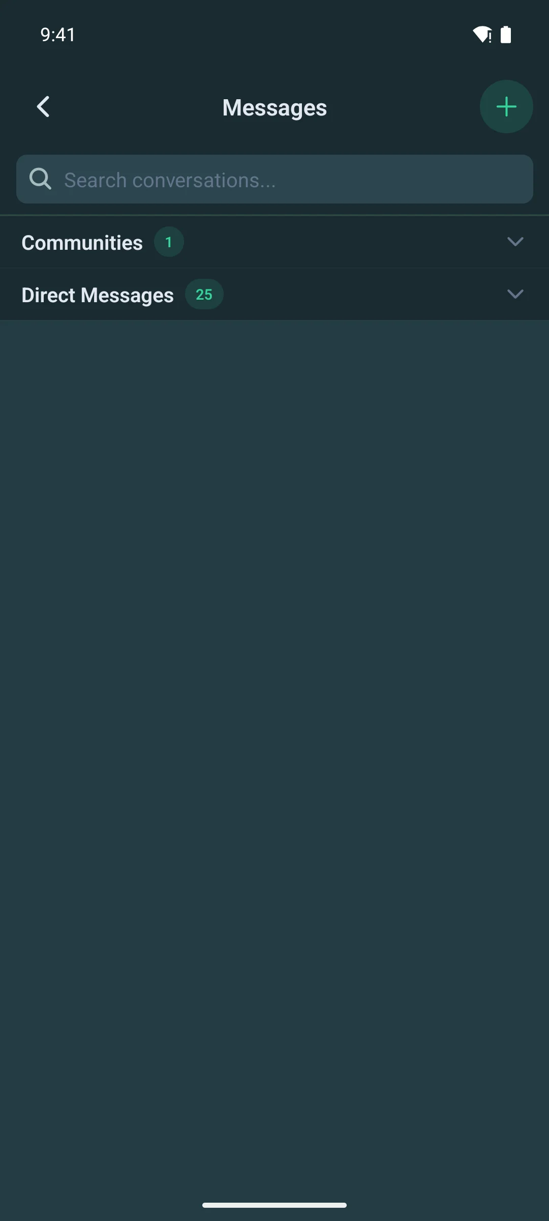 The sectioned message inbox on a phone
