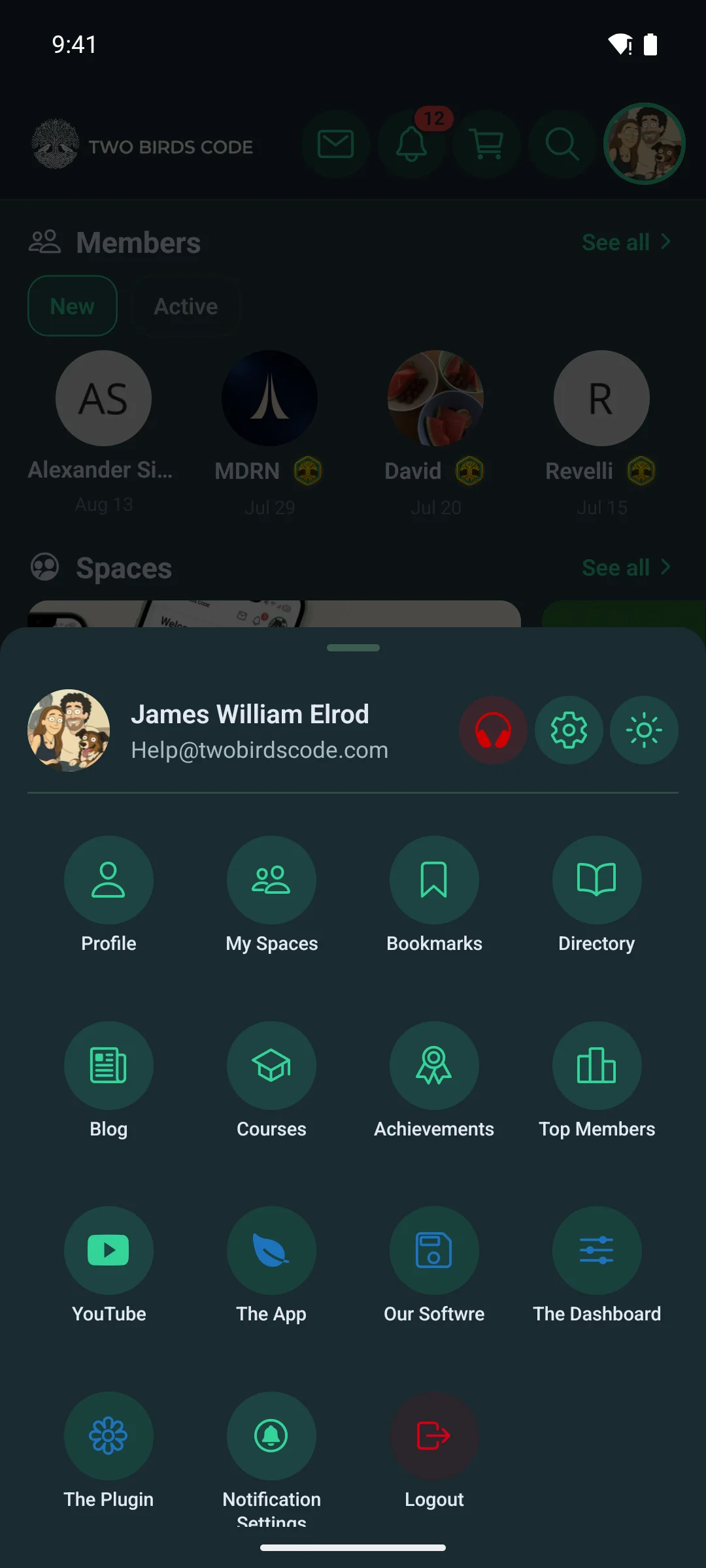 The launcher menu on a phone