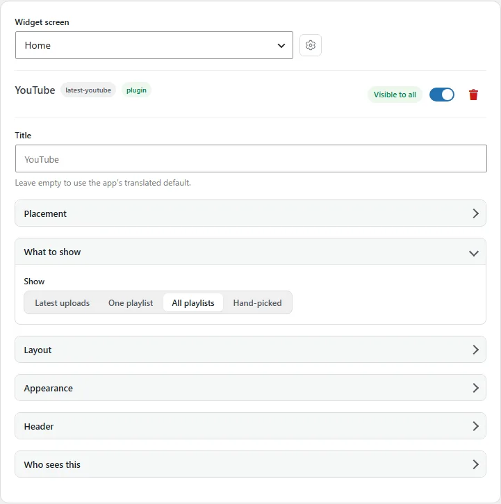 choosing what the widget shows