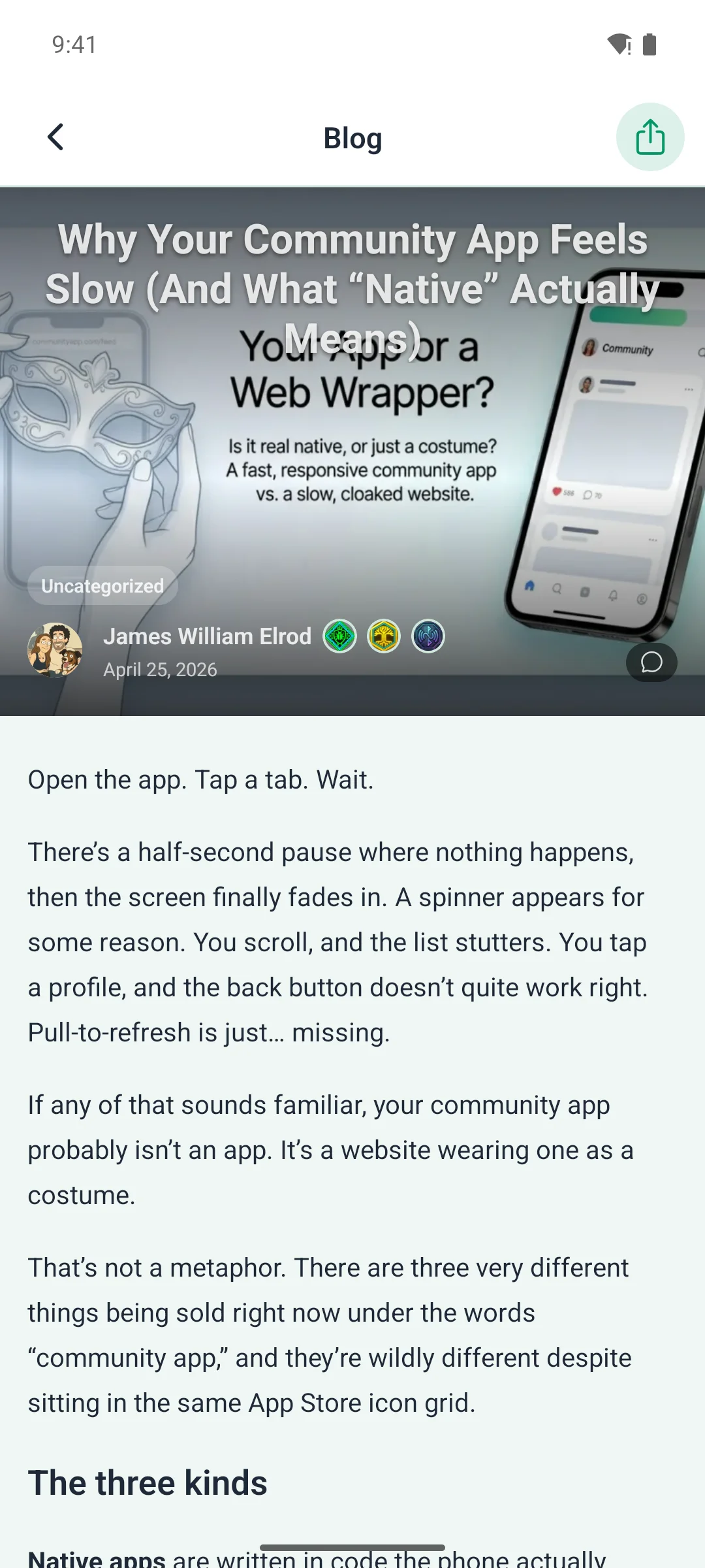 A blog post on a phone