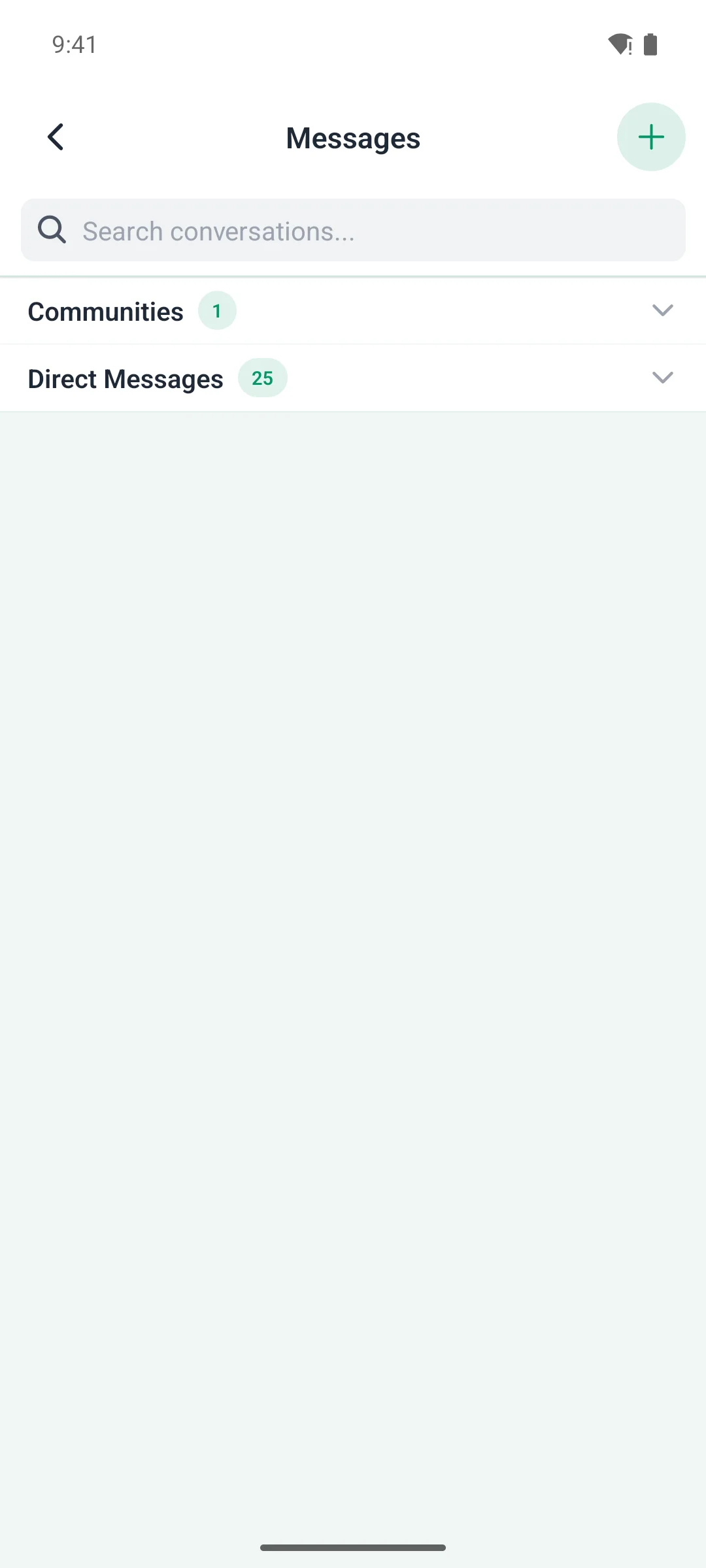 The sectioned message inbox on a phone