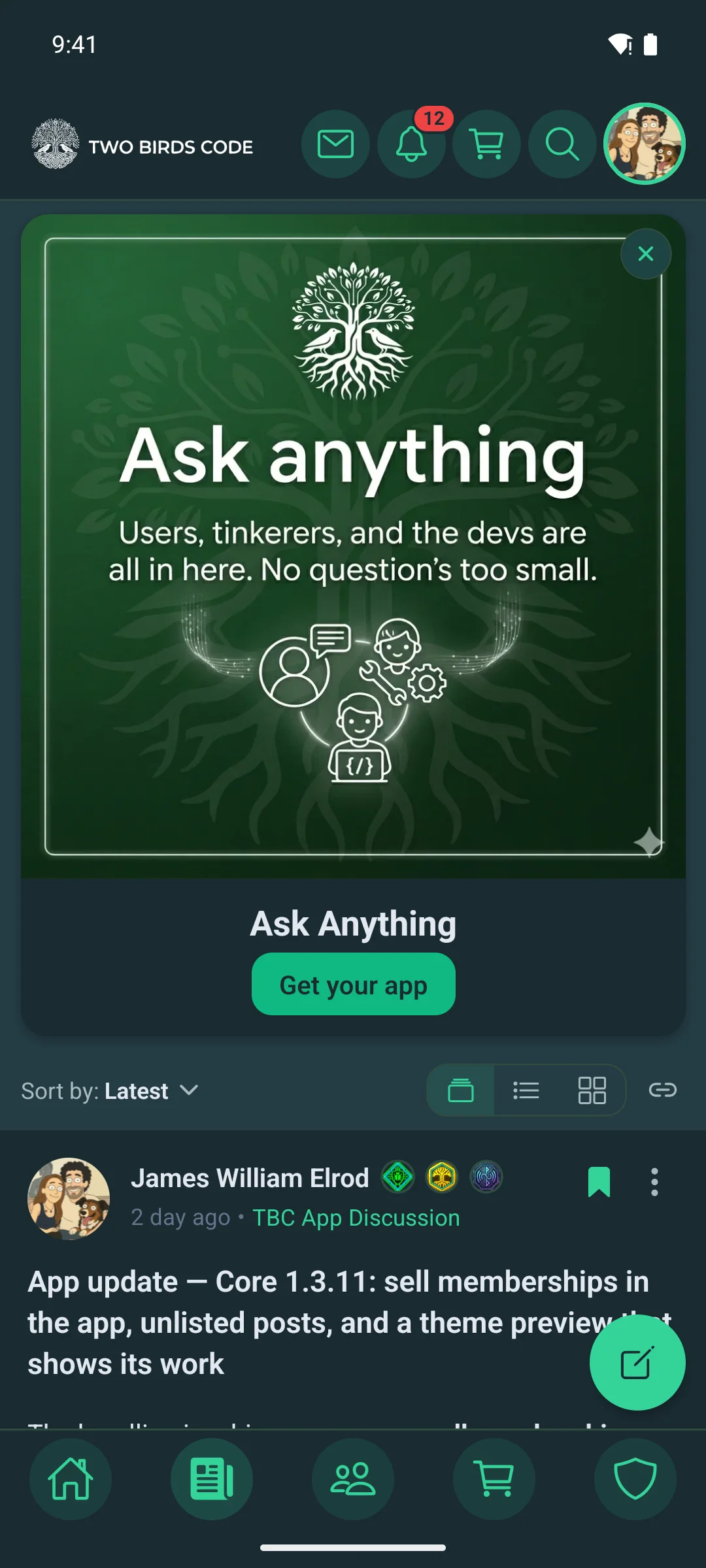 The activity feed on a phone