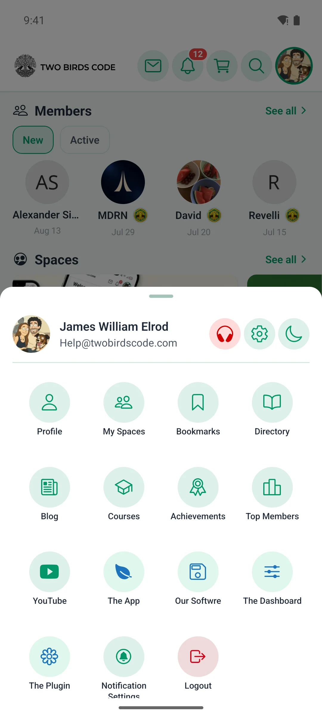 The launcher menu on a phone