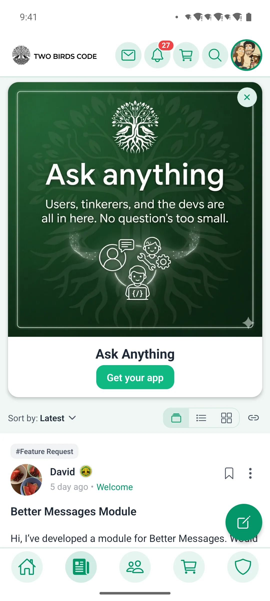 The activity feed on a phone