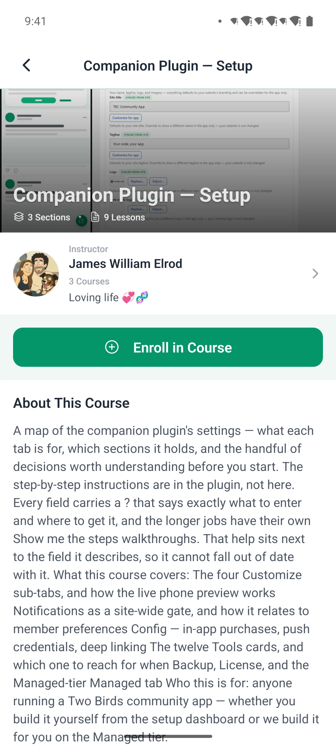 A lesson with video and text on a phone