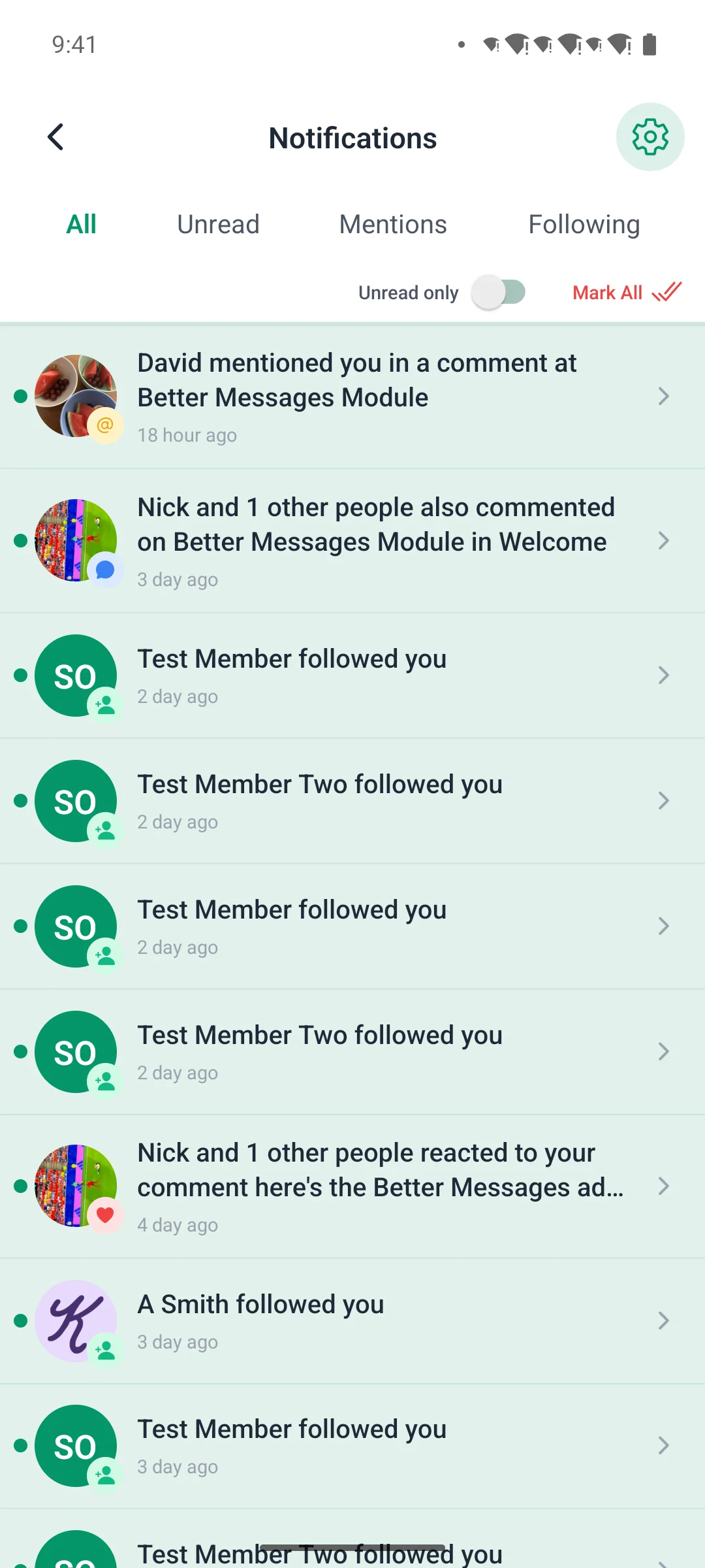 The notification inbox on a phone