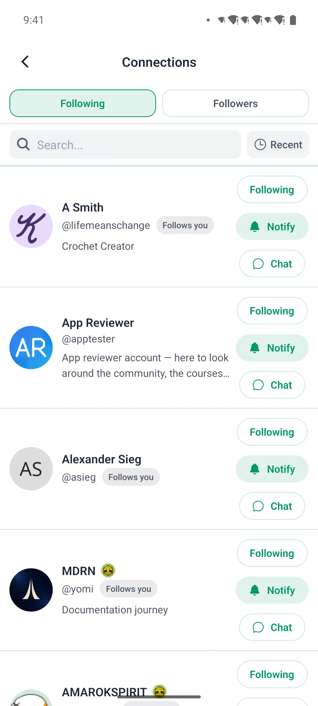Followers and following on a phone