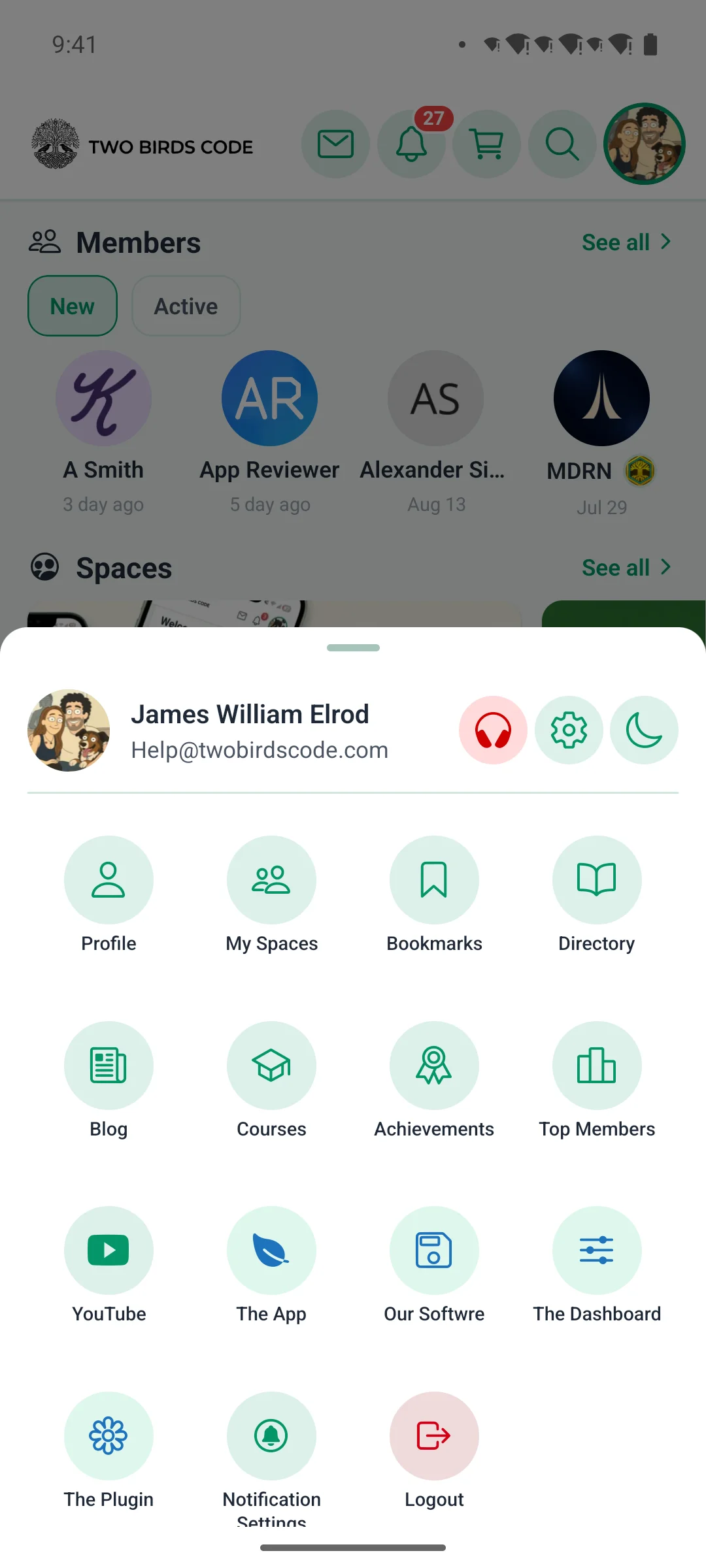 The launcher menu on a phone
