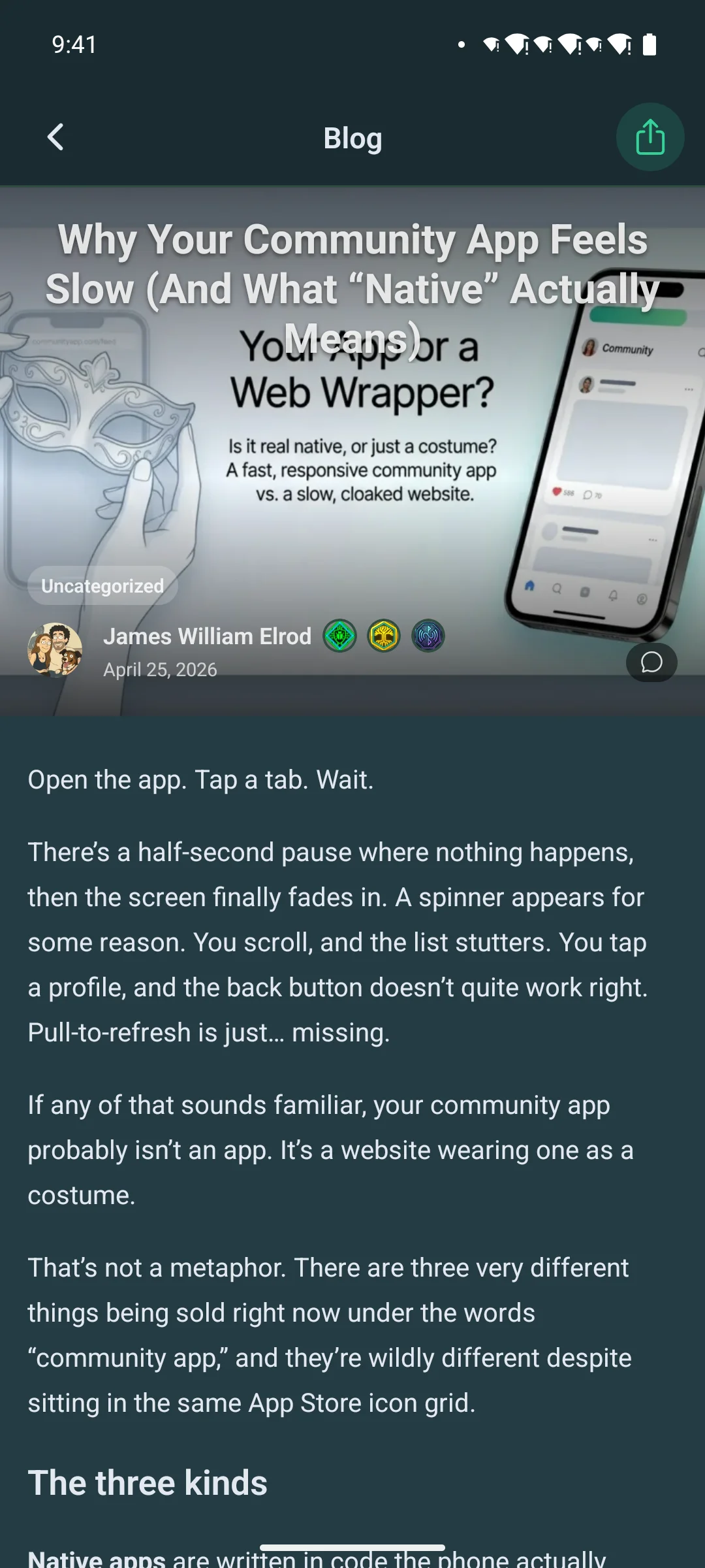A blog post on a phone