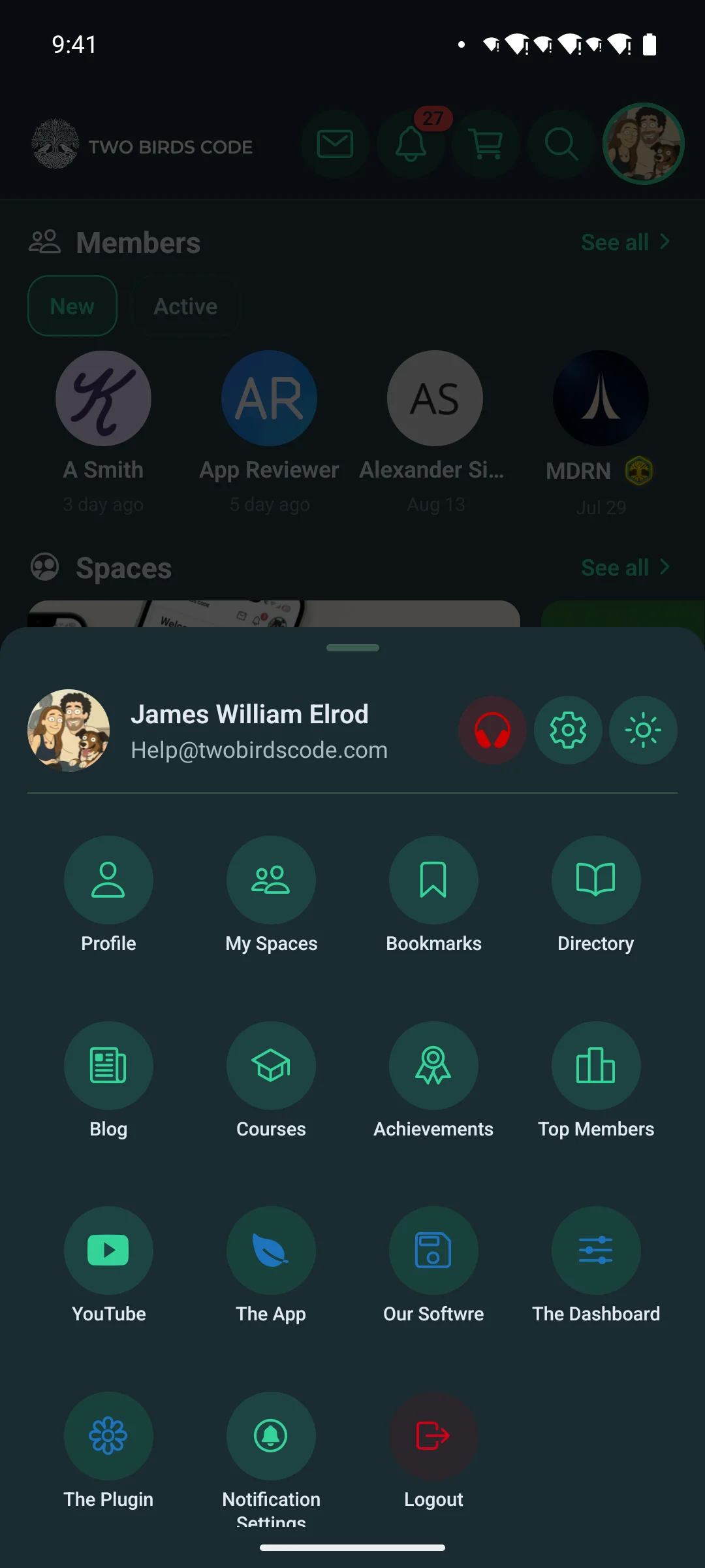 The launcher menu on a phone