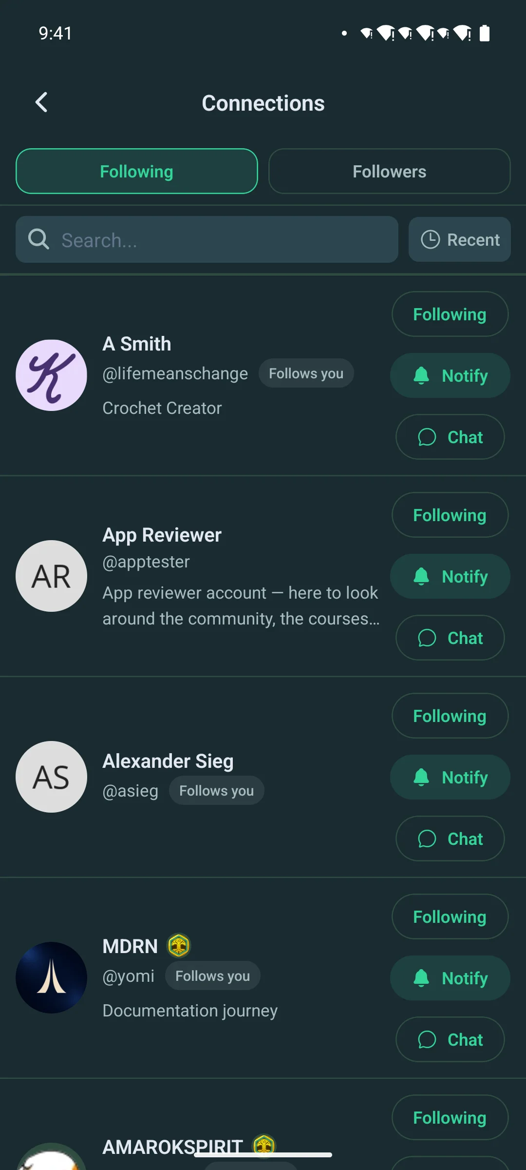 Followers and following on a phone
