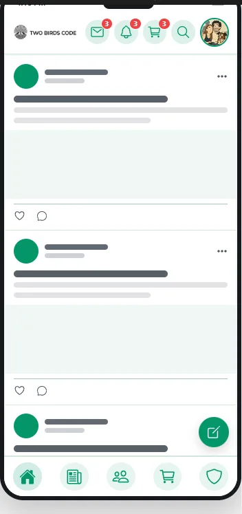 The app feed as members see it, on a phone