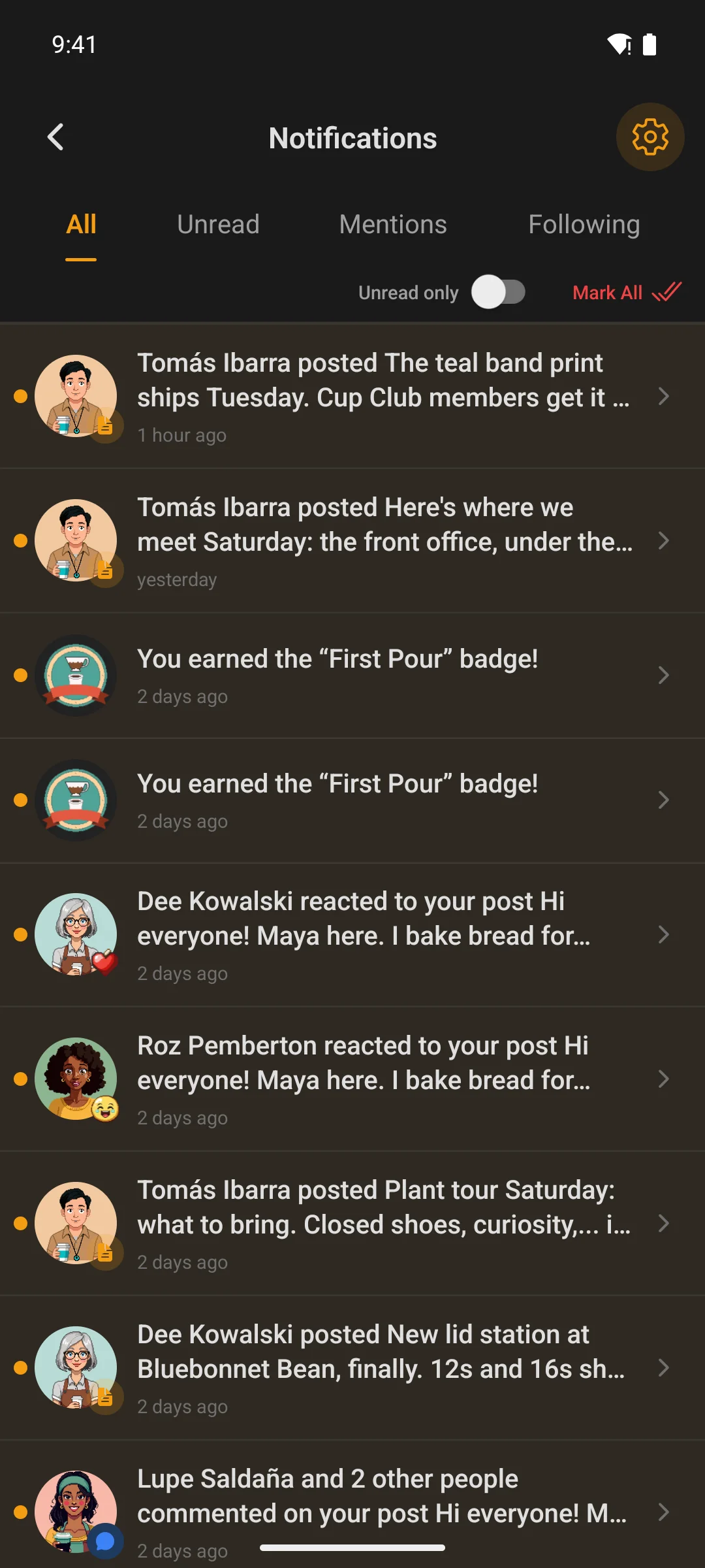 The notification inbox on a phone