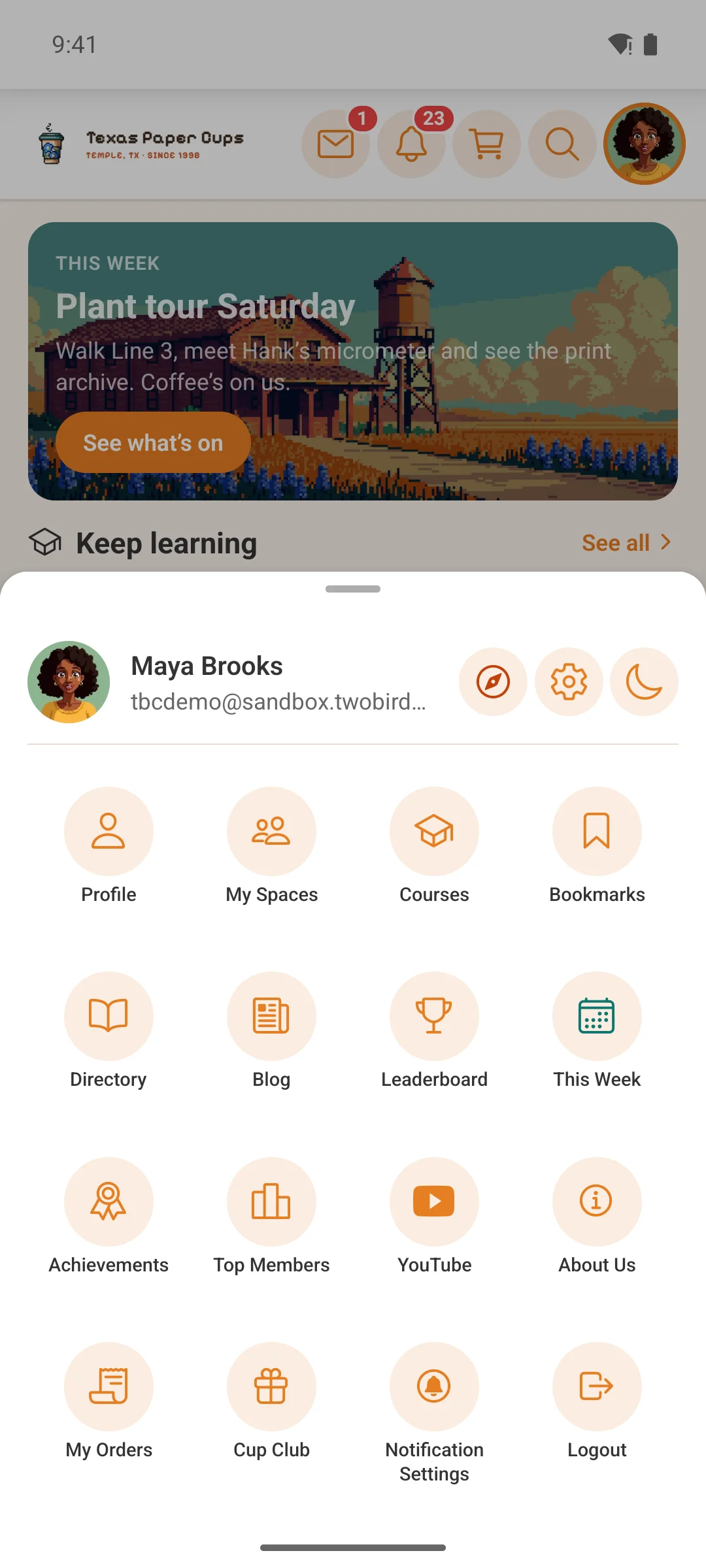 The launcher menu on a phone