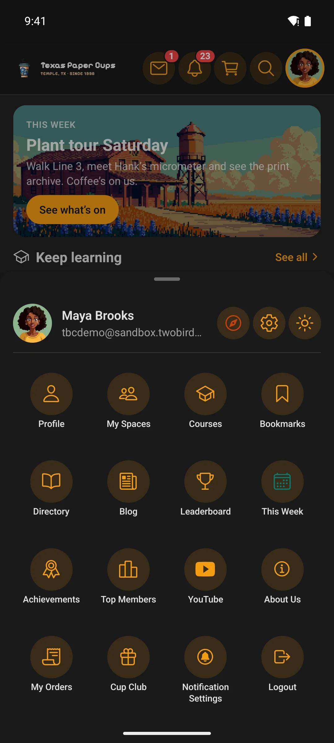 The launcher menu on a phone