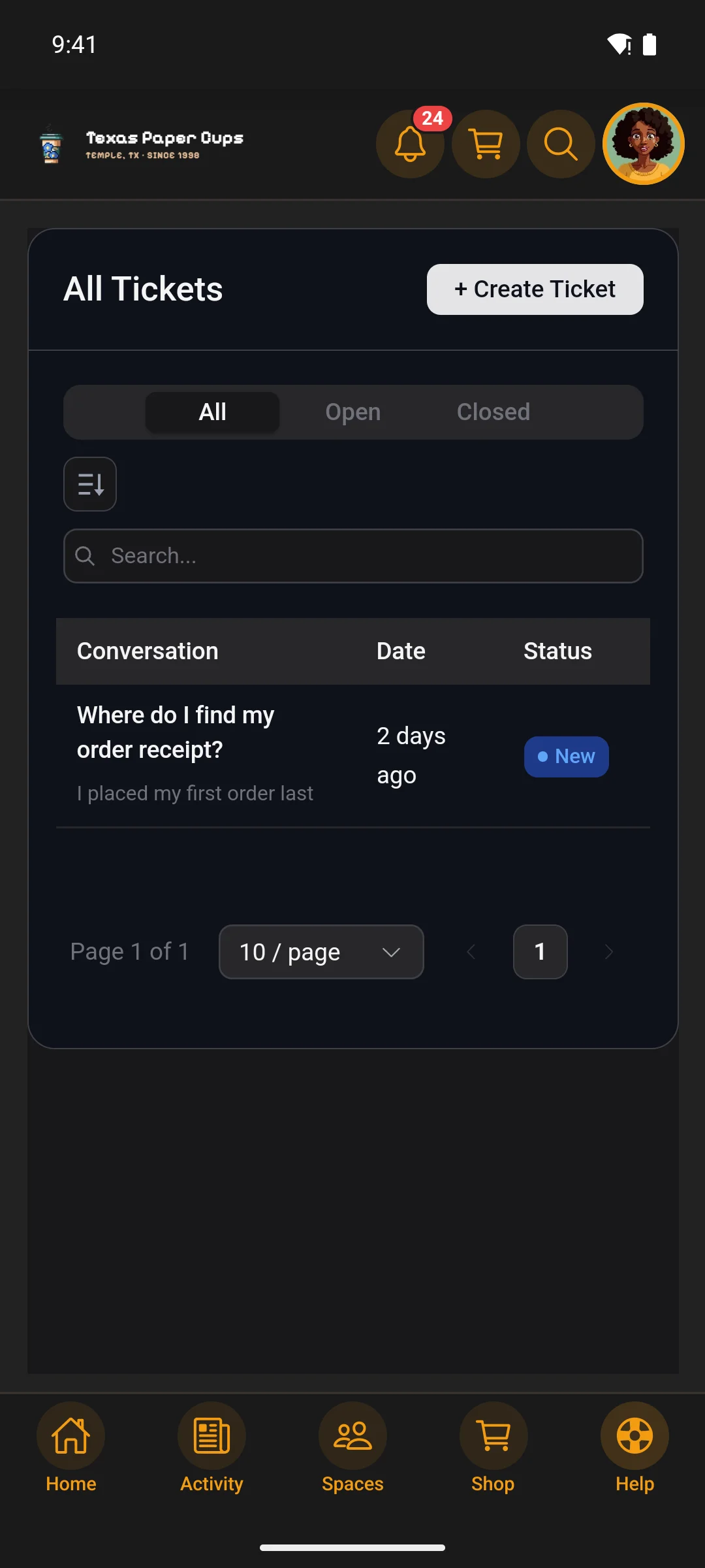 A page from your site, open inside the app