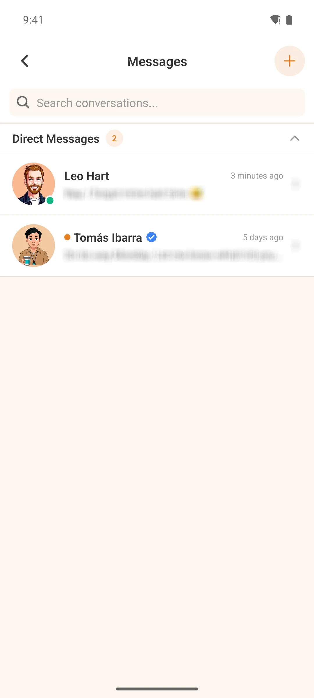 The sectioned message inbox on a phone