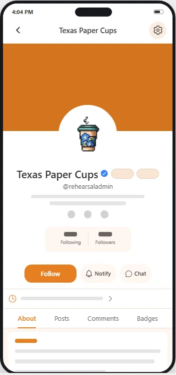 A member profile as it appears in the app, on a phone