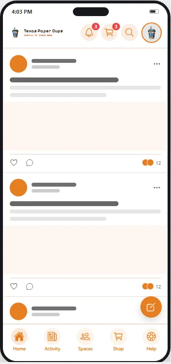 The app feed as members see it, on a phone