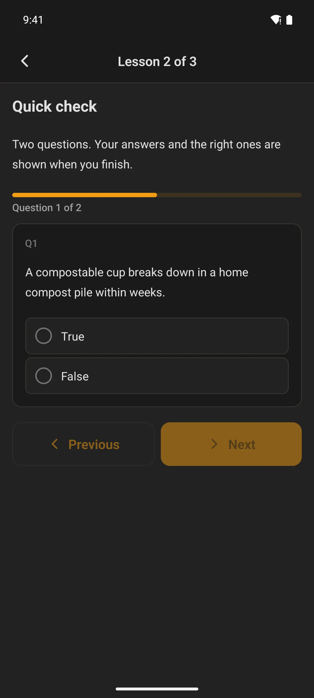 A matching question in the same quiz