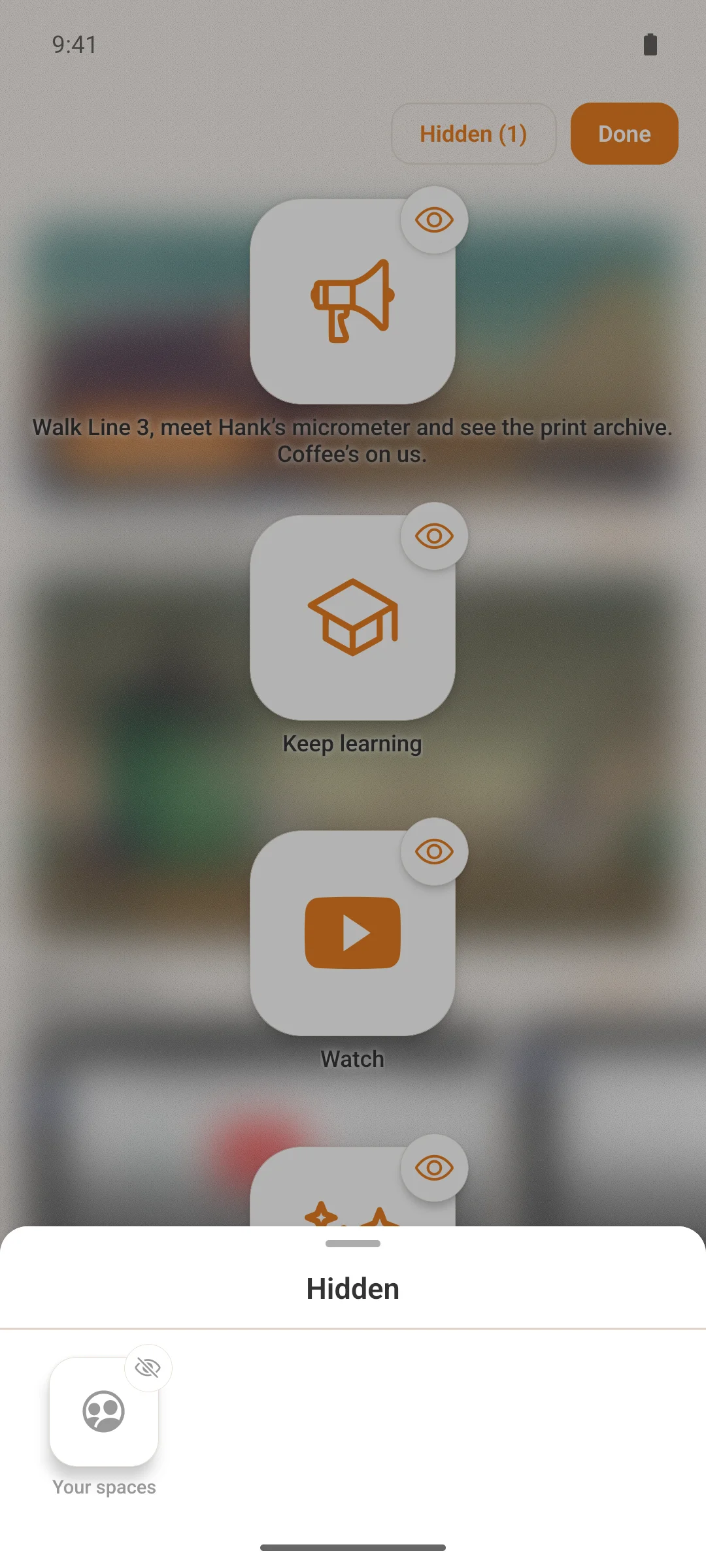 The Hidden list, where a member puts a hidden widget back