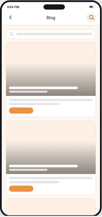 The blog screen as members see it, on a phone