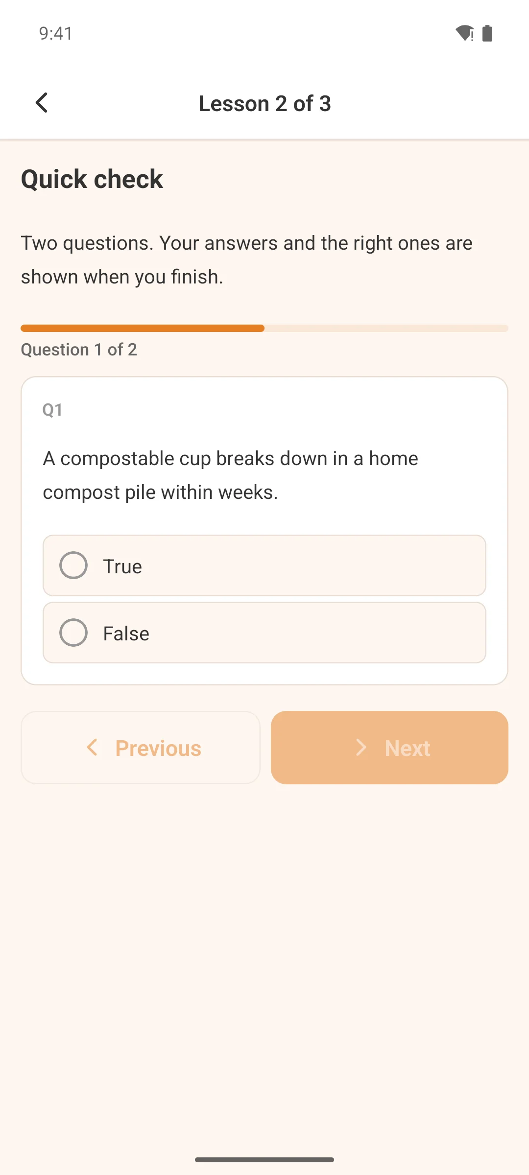 A matching question in the same quiz