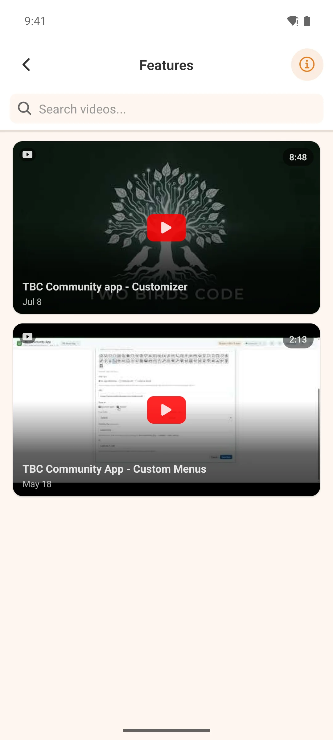 a playlist opened, listing its videos