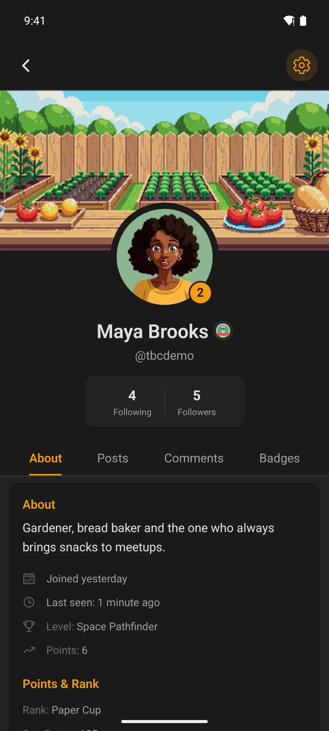 A member profile on a phone