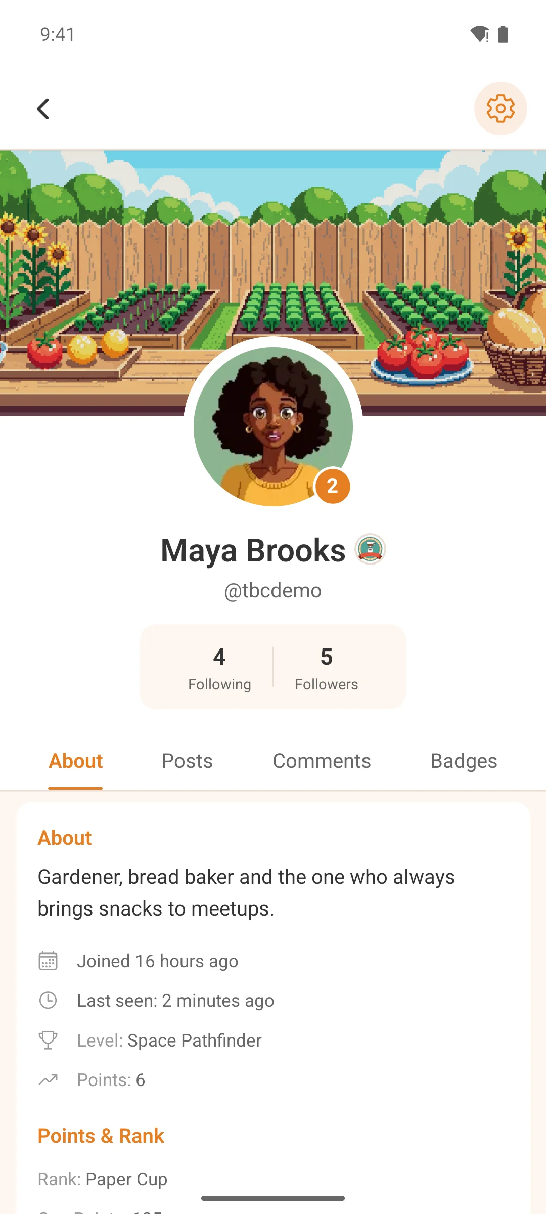 A member profile on a phone