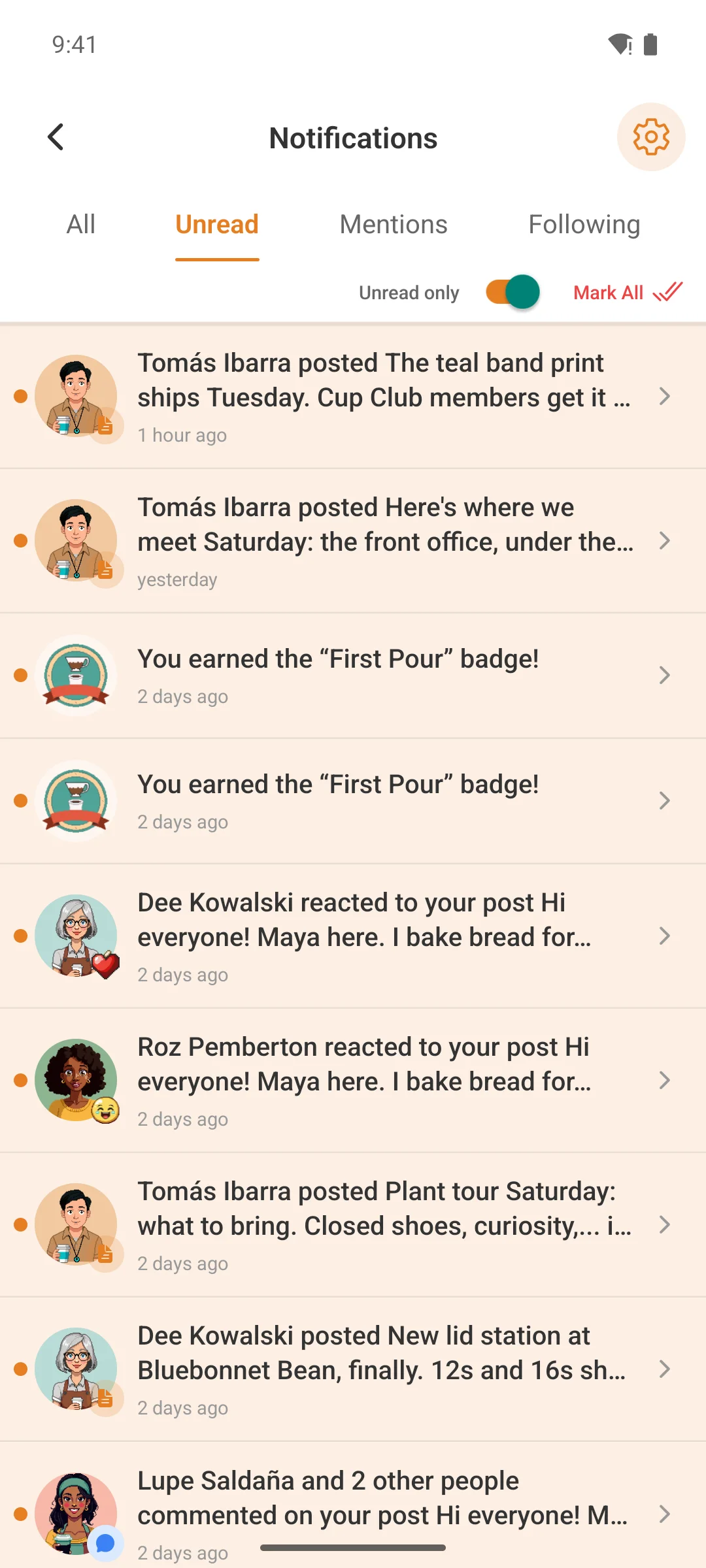Unread, one tap from the launcher