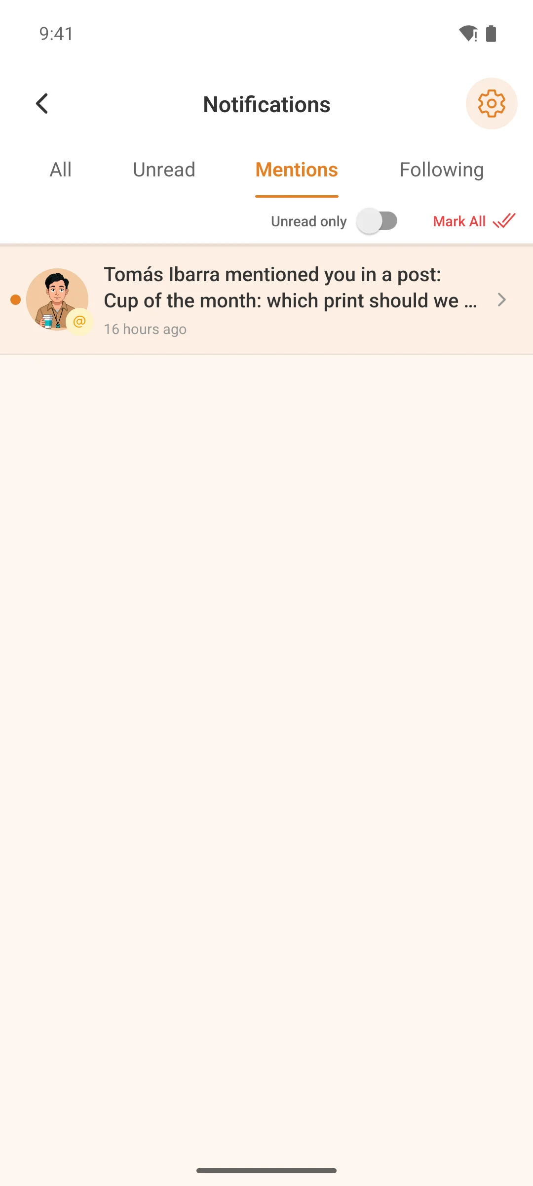 The Mentions tab on a phone