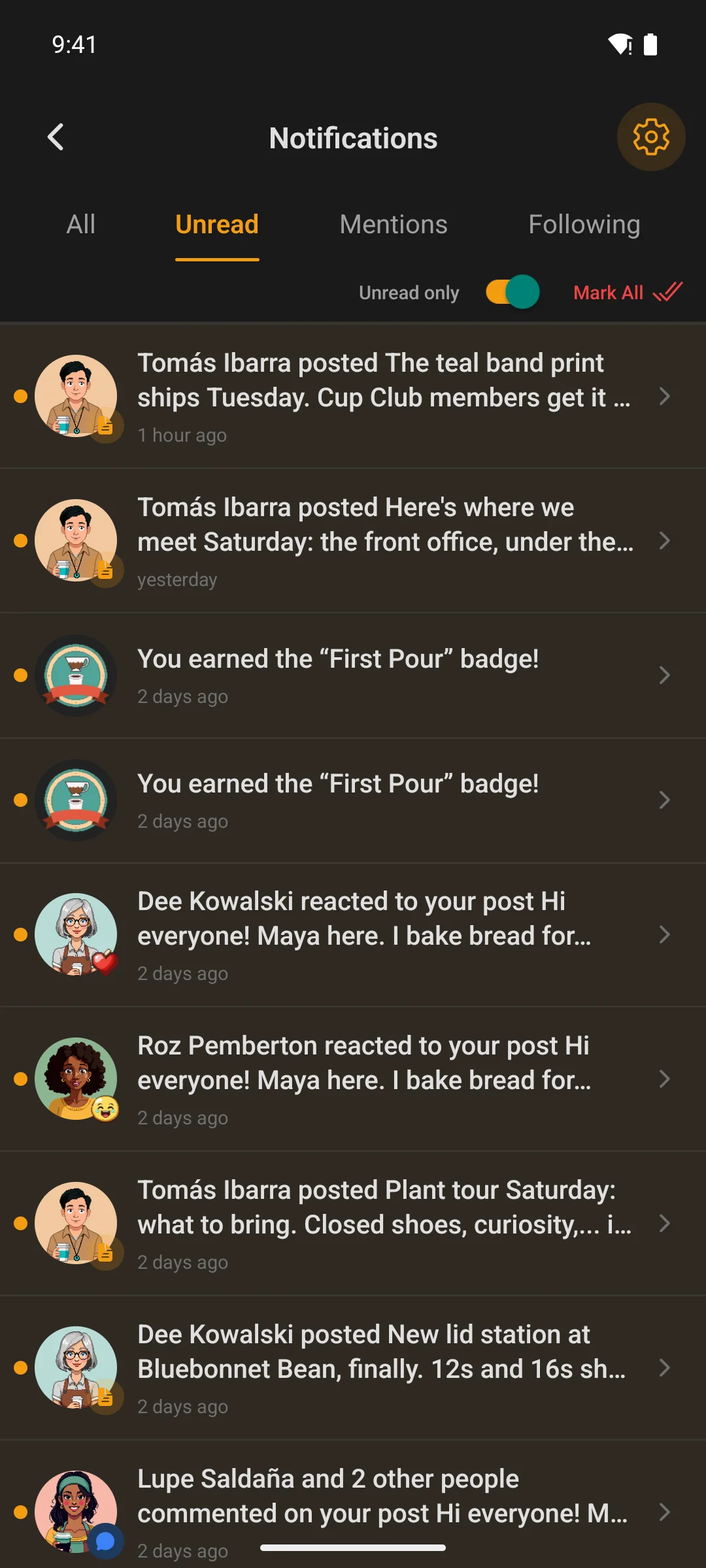 Unread, one tap from the launcher