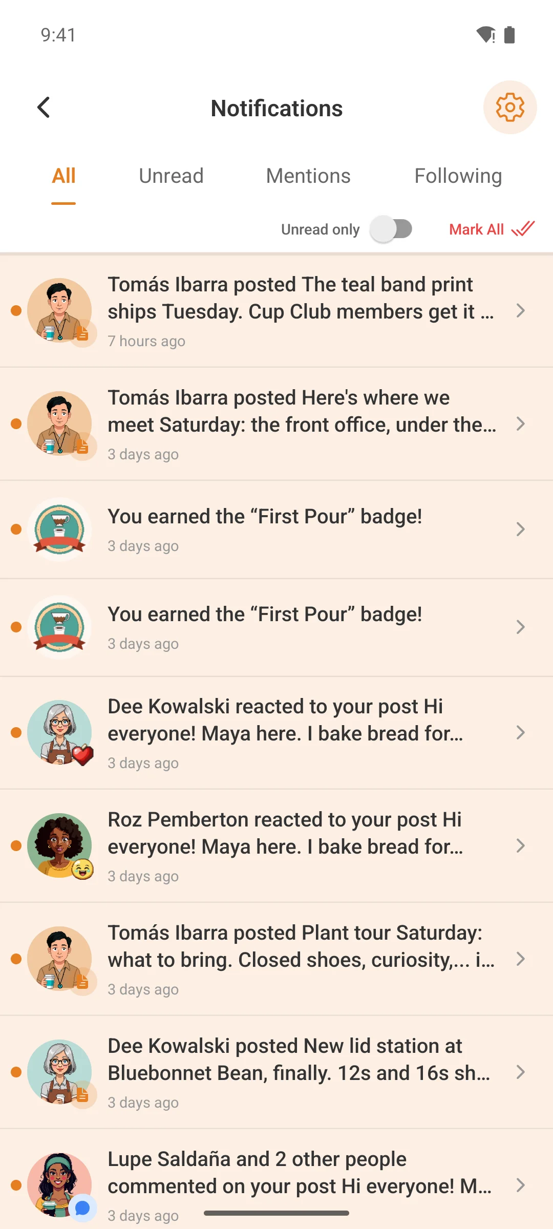 The notification inbox on a phone