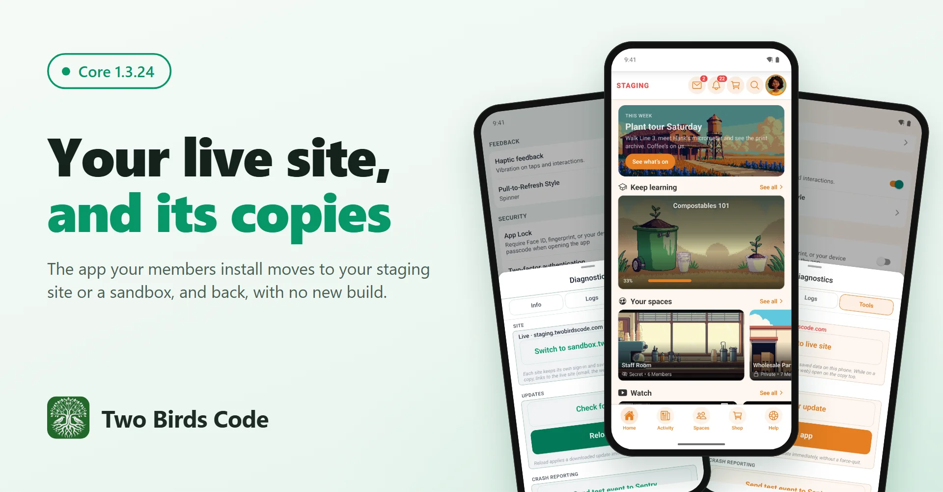 Core 1.3.24: one app, your live site and its copies